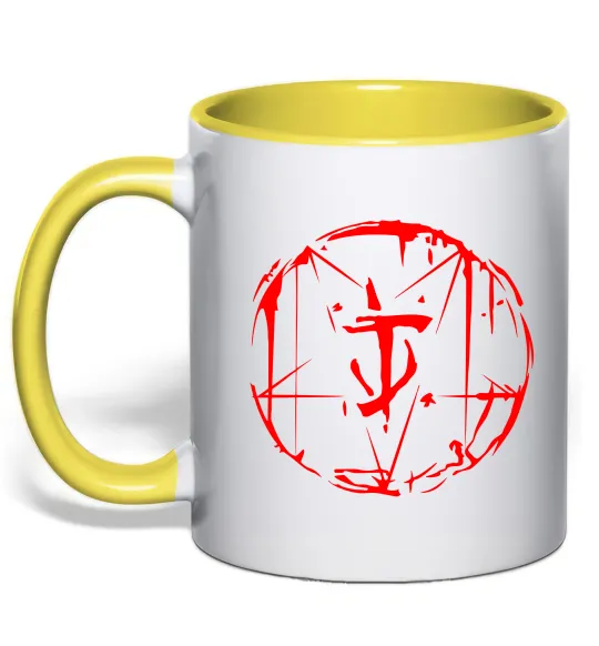 Чашка з кольоровою ручкою Doom runes Лимонний фото