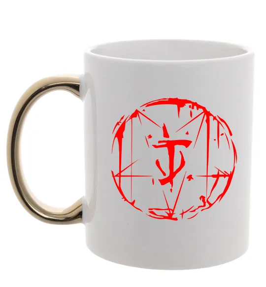 Чашка с цветной ручкой Doom runes Золото фото