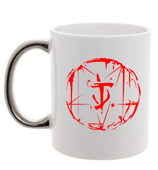 Чашка с цветной ручкой Doom runes Серебро фото