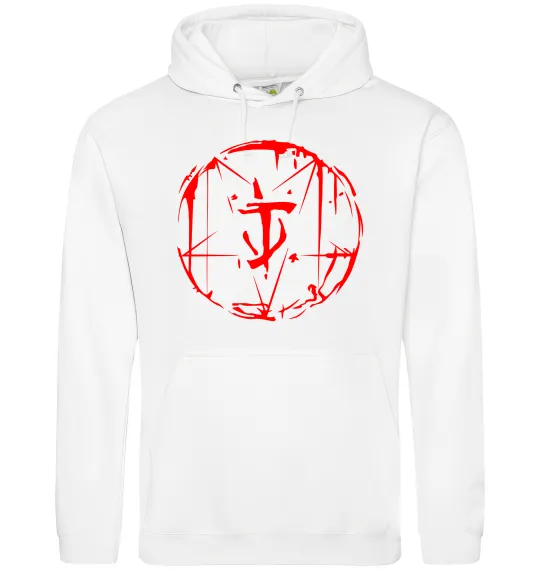 Мужская толстовка (худи) Doom runes Белый фото