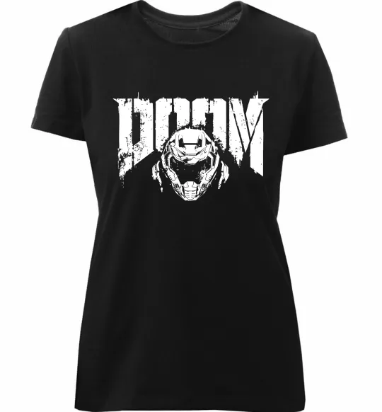 Женская премиум футболка Doom Черный фото