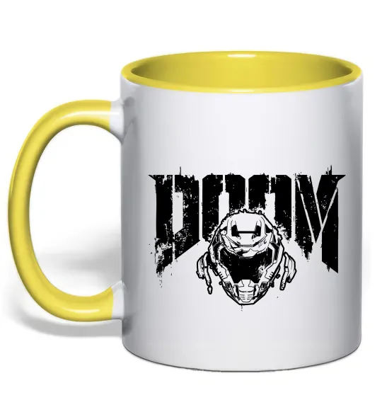 Чашка з кольоровою ручкою Doom Лимонний фото