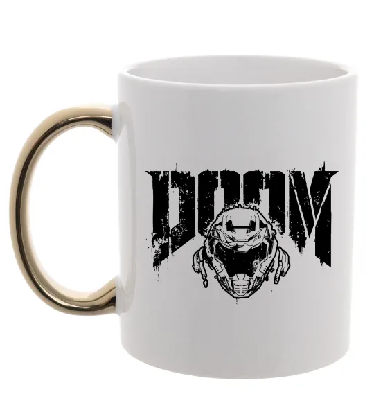 Чашка з кольоровою ручкою Doom Золото фото