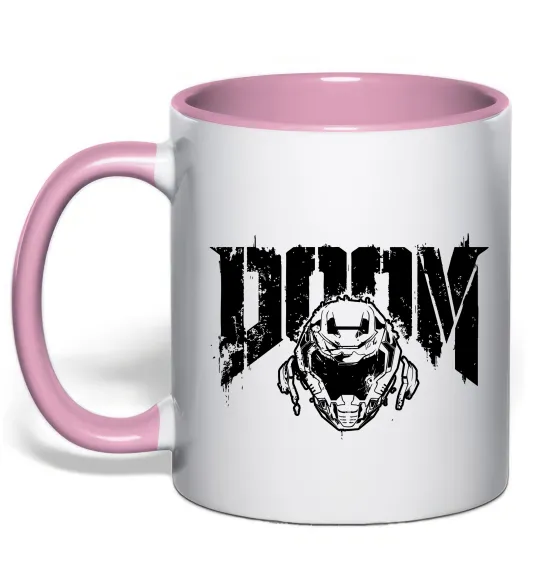 Чашка з кольоровою ручкою Doom Ніжно рожевий фото