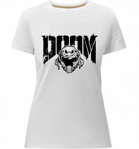 Женская премиум футболка Doom Белый фото