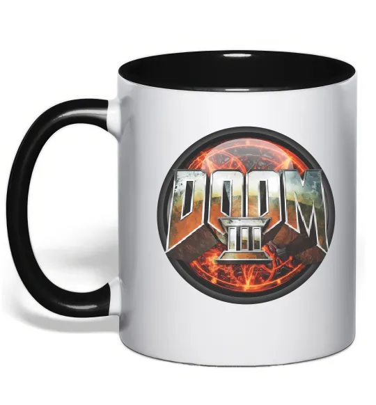 Чашка з кольоровою ручкою Doom 3 Чорний фото