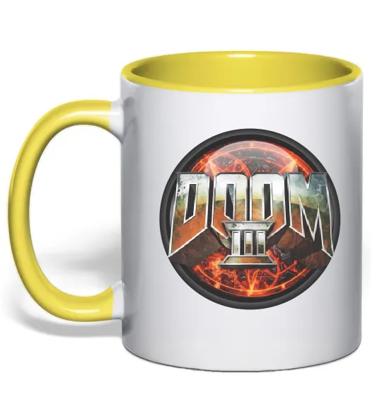 Чашка з кольоровою ручкою Doom 3 Лимонний фото