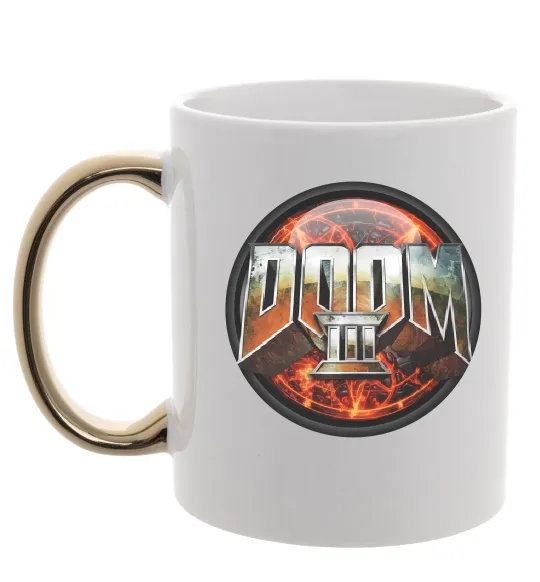 Чашка з кольоровою ручкою Doom 3 Золото фото