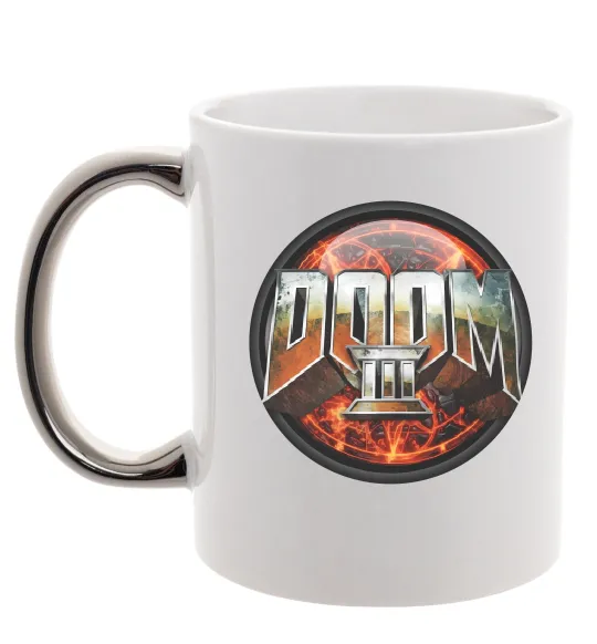 Чашка з кольоровою ручкою Doom 3 Срібло фото