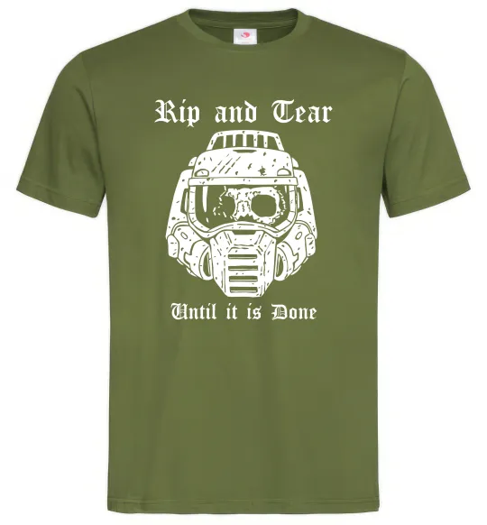 Мужская футболка Rip and tear Оливковый фото