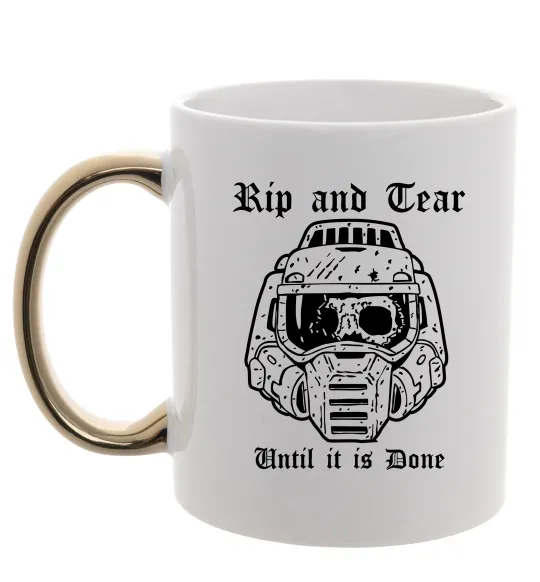 Чашка с цветной ручкой Rip and tear Золото фото