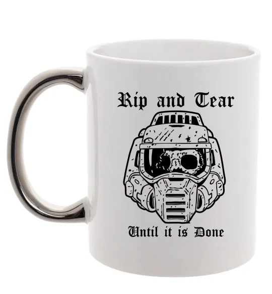 Чашка с цветной ручкой Rip and tear Серебро фото