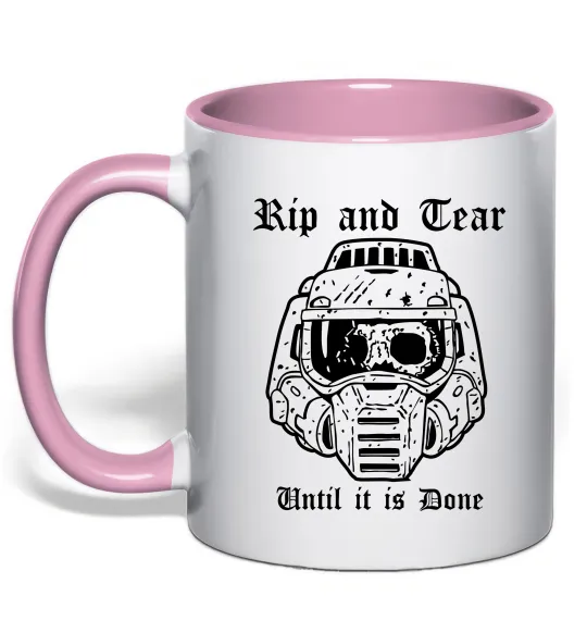 Чашка с цветной ручкой Rip and tear Нежно розовый фото
