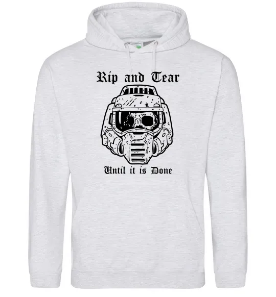 Мужская толстовка (худи) Rip and tear Серый меланж фото