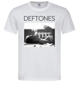 Мужская футболка Deftones smoking, колір - білий, розмір - M Белый фото