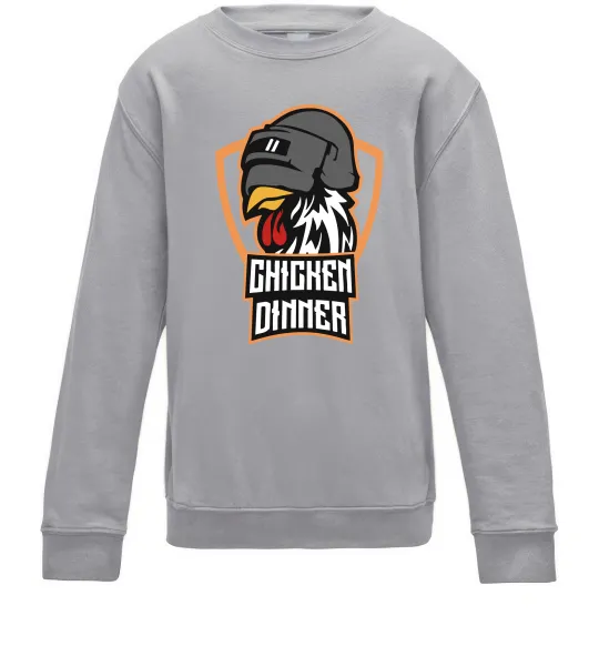 Детский Свитшот Chiken dinner Серый меланж фото