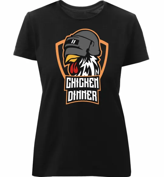 Жіноча преміум футболка Chiken dinner Чорний фото