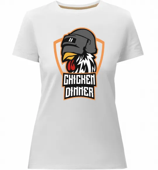 Жіноча преміум футболка Chiken dinner Білий фото