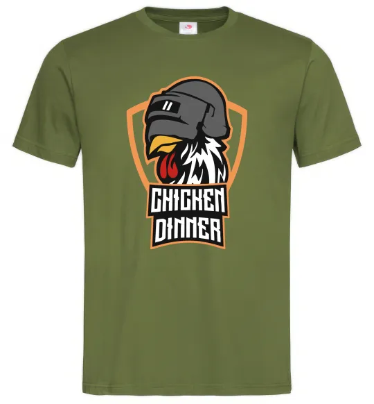 Мужская футболка Chiken dinner Оливковый фото