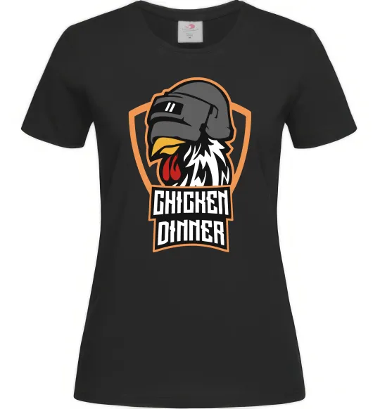 Женская футболка Chiken dinner Черный фото