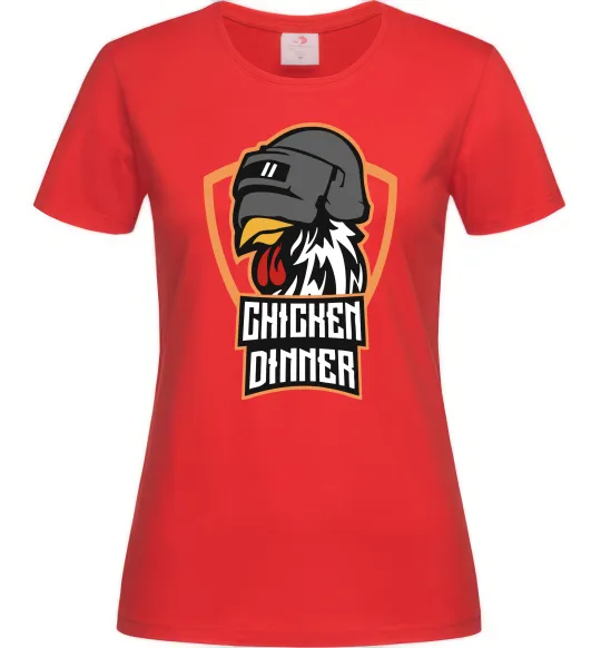 Женская футболка Chiken dinner Красный фото