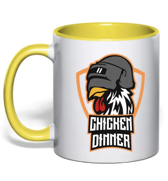 Чашка с цветной ручкой Chiken dinner Солнечно желтый фото