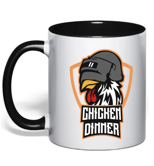 Чашка с цветной ручкой Chiken dinner Черный фото