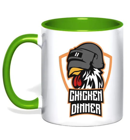 Чашка с цветной ручкой Chiken dinner Зеленый фото