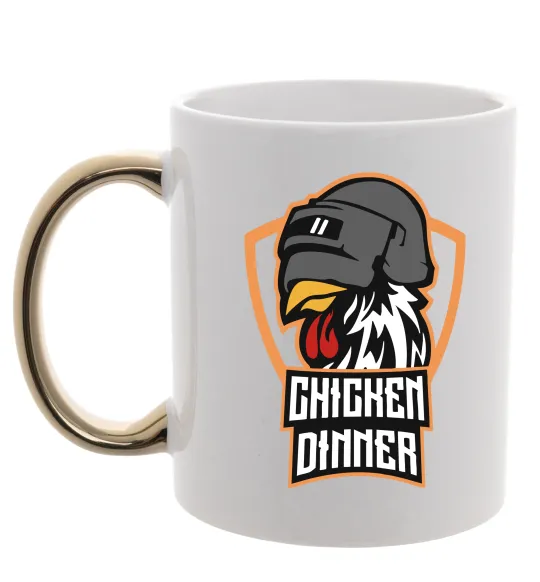 Чашка с цветной ручкой Chiken dinner Золото фото