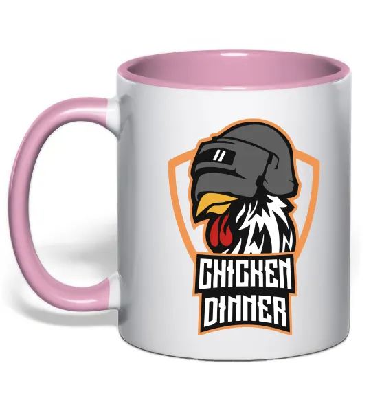 Чашка с цветной ручкой Chiken dinner Нежно розовый фото