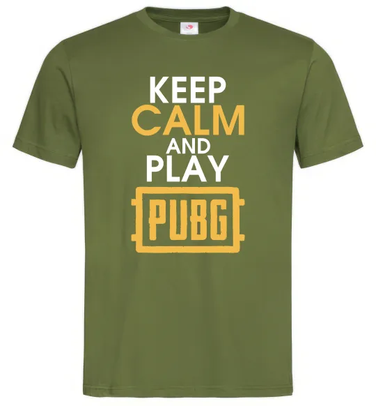 Мужская футболка Keep calm play PUBG Оливковый фото