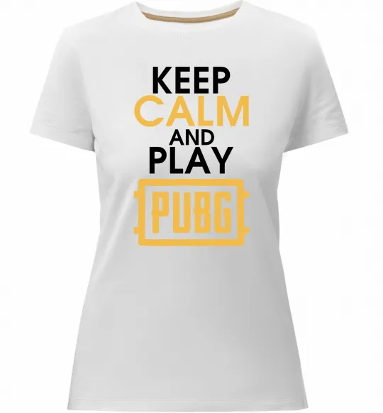 Жіноча преміум футболка Keep calm play PUBG Білий фото