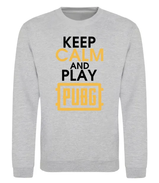 Свитшот Keep calm play PUBG Серый меланж фото