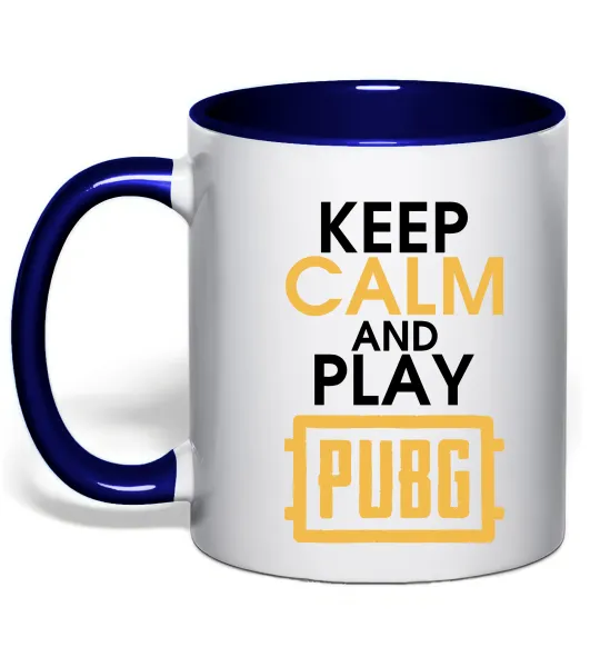 Чашка с цветной ручкой Keep calm play PUBG Глубокий темно-синий фото