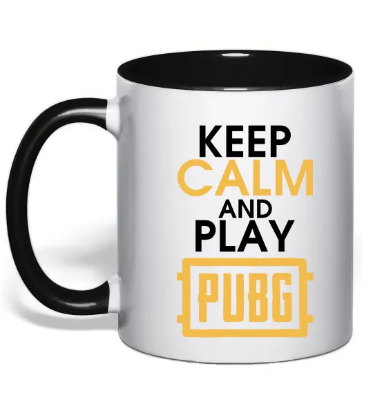 Чашка с цветной ручкой Keep calm play PUBG Черный фото
