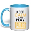 Чашка с цветной ручкой Keep calm play PUBG Голубой фото