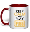 Чашка с цветной ручкой Keep calm play PUBG Красный фото