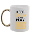 Чашка с цветной ручкой Keep calm play PUBG Золото фото
