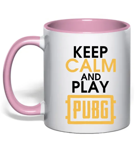 Чашка с цветной ручкой Keep calm play PUBG Нежно розовый фото