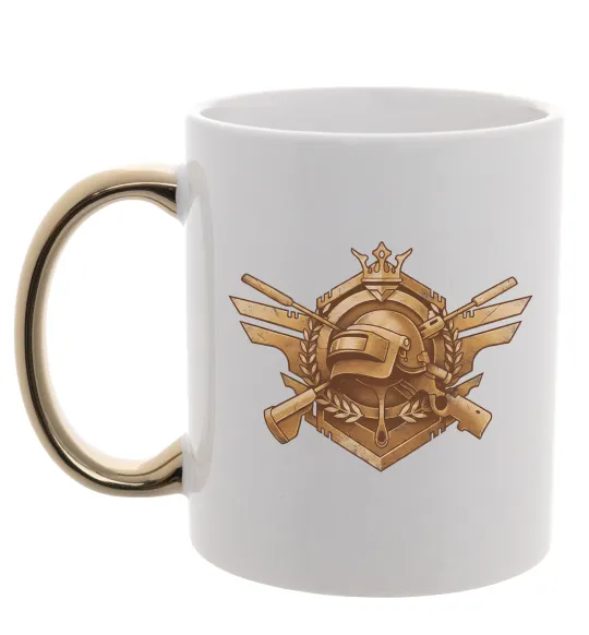 Чашка с цветной ручкой PUBG logo Золото фото