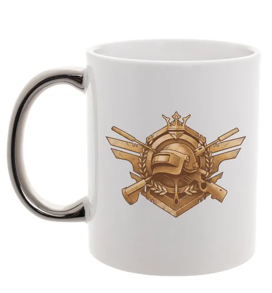 Чашка с цветной ручкой PUBG logo Серебро фото