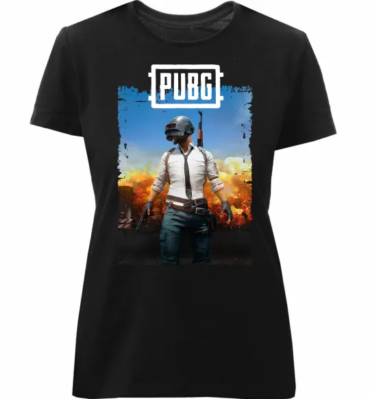 Женская премиум футболка Пабг персонаж Черный фото