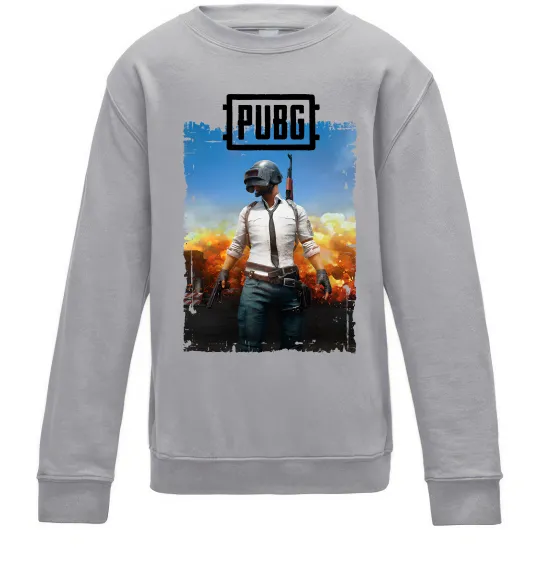 Детский Свитшот Пабг персонаж Серый меланж фото