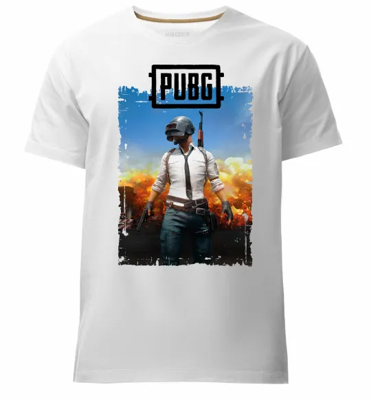 Мужская премиум футболка Пабг персонаж Белый фото