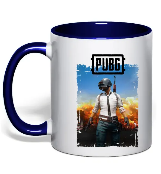 Чашка з кольоровою ручкою Пабг персонаж Глибокий темно-синій фото
