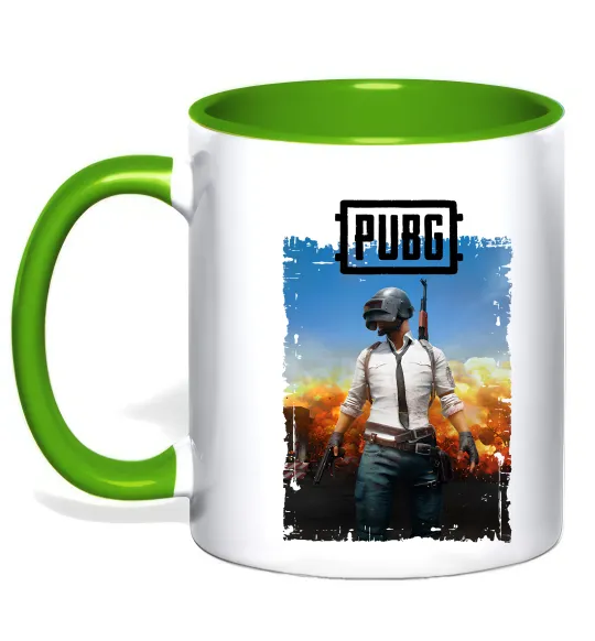 Чашка з кольоровою ручкою Пабг персонаж Лаймовий фото