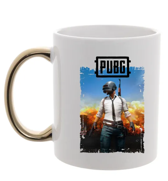 Чашка з кольоровою ручкою Пабг персонаж Золото фото