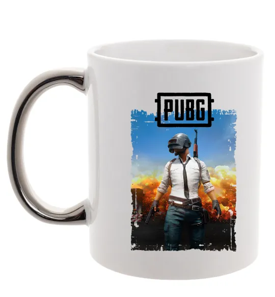 Чашка з кольоровою ручкою Пабг персонаж Срібло фото