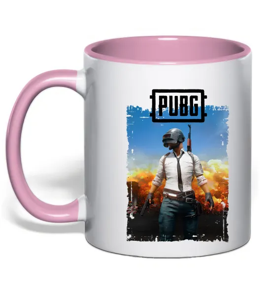 Чашка з кольоровою ручкою Пабг персонаж Ніжно рожевий фото