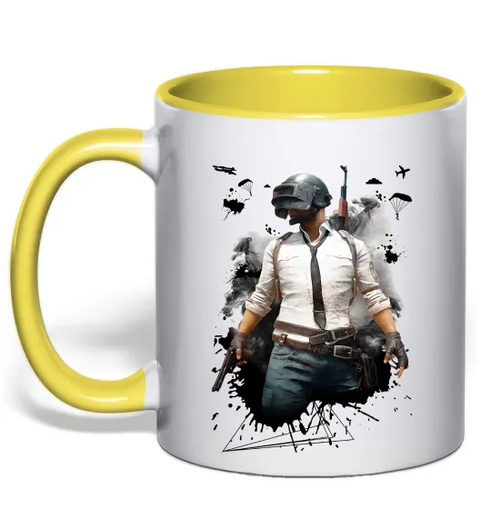 Чашка с цветной ручкой Pubg hero Солнечно желтый фото